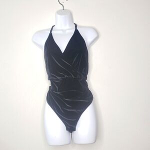 Shimera Velour Goth Body Suit in Back Size XL